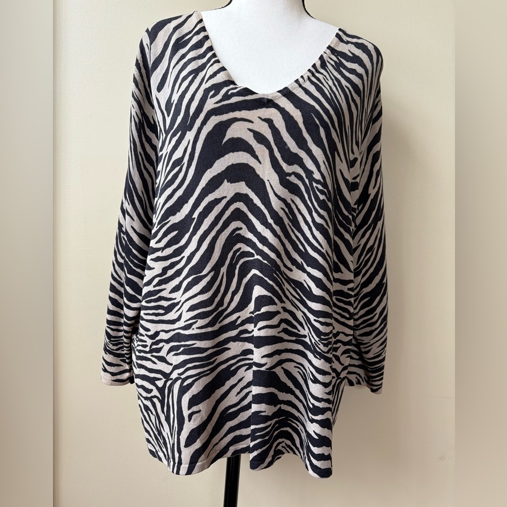 Zebra Print V-Neck Women's Top